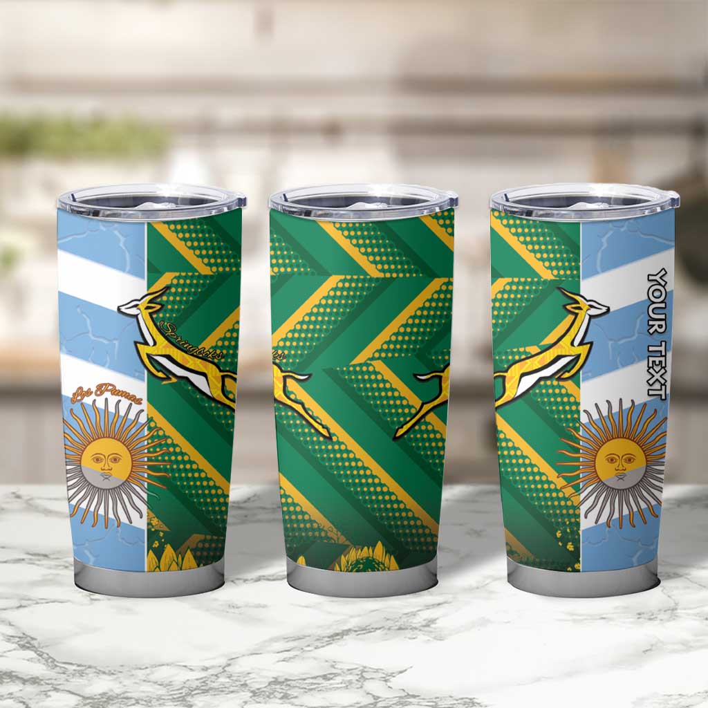 South Africa and Argentina Rugby Personalized Tumbler Cup Springboks With Los Pumas