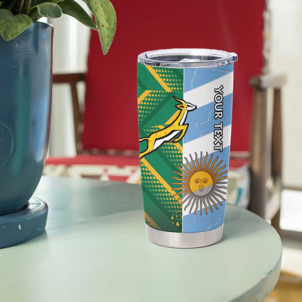South Africa and Argentina Rugby Personalized Tumbler Cup Springboks With Los Pumas