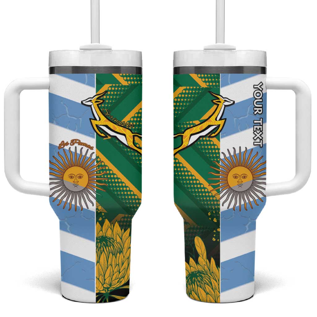South Africa and Argentina Rugby Personalized Tumbler With Handle Springboks With Los Pumas