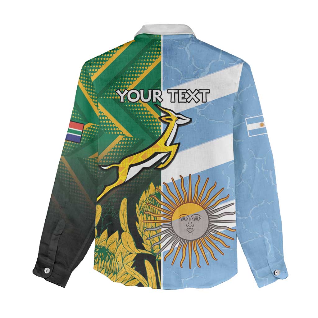 South Africa and Argentina Rugby Personalized Women Casual Shirt Springboks With Los Pumas