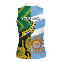 South Africa and Argentina Rugby Personalized Women Sleeveless Polo Shirt Springboks With Los Pumas