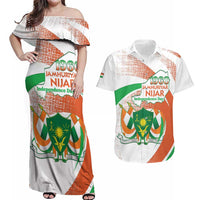 Personalised Niger Couples Matching Off Shoulder Maxi Dress and Hawaiian Shirt 1960 Jamhuriyar Nijar Independence Day