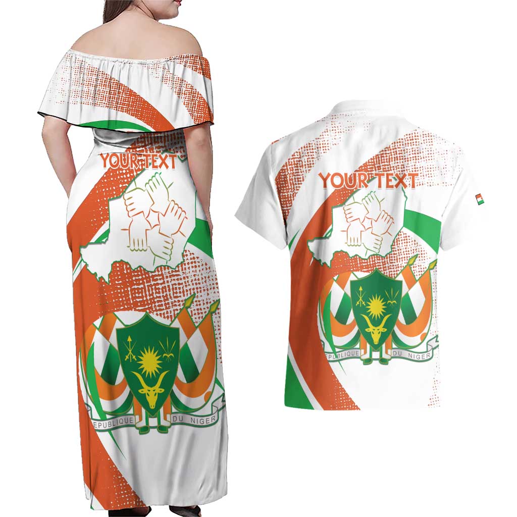 Personalised Niger Couples Matching Off Shoulder Maxi Dress and Hawaiian Shirt 1960 Jamhuriyar Nijar Independence Day