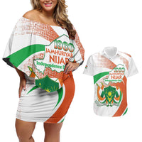 Personalised Niger Couples Matching Off Shoulder Short Dress and Hawaiian Shirt 1960 Jamhuriyar Nijar Independence Day