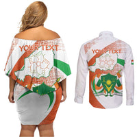 Personalised Niger Couples Matching Off Shoulder Short Dress and Long Sleeve Button Shirt 1960 Jamhuriyar Nijar Independence Day