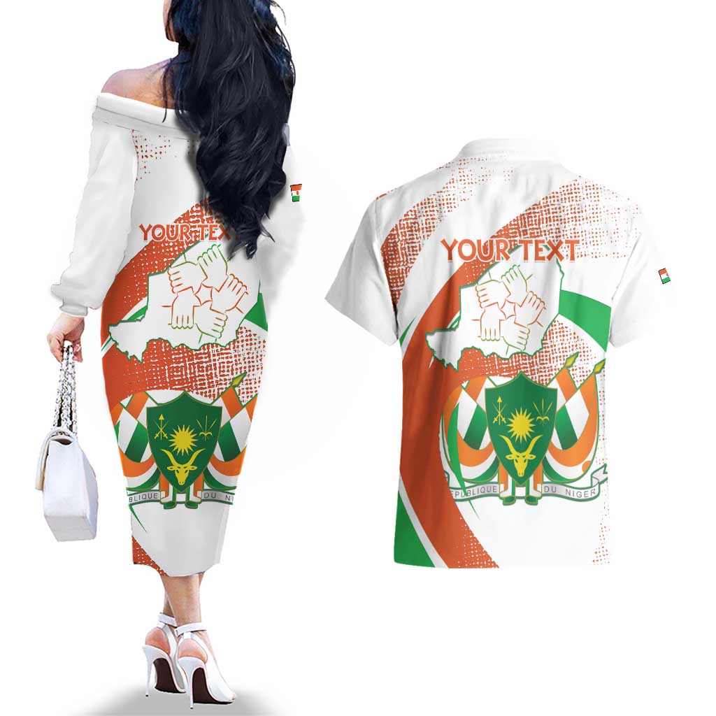 Personalised Niger Couples Matching Off The Shoulder Long Sleeve Dress and Hawaiian Shirt 1960 Jamhuriyar Nijar Independence Day