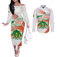 Personalised Niger Couples Matching Off The Shoulder Long Sleeve Dress and Long Sleeve Button Shirt 1960 Jamhuriyar Nijar Independence Day