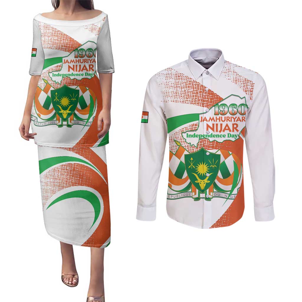 Personalised Niger Couples Matching Puletasi and Long Sleeve Button Shirt 1960 Jamhuriyar Nijar Independence Day
