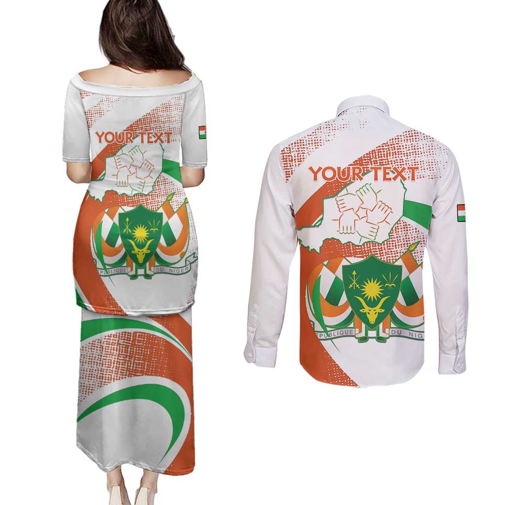 Personalised Niger Couples Matching Puletasi and Long Sleeve Button Shirt 1960 Jamhuriyar Nijar Independence Day