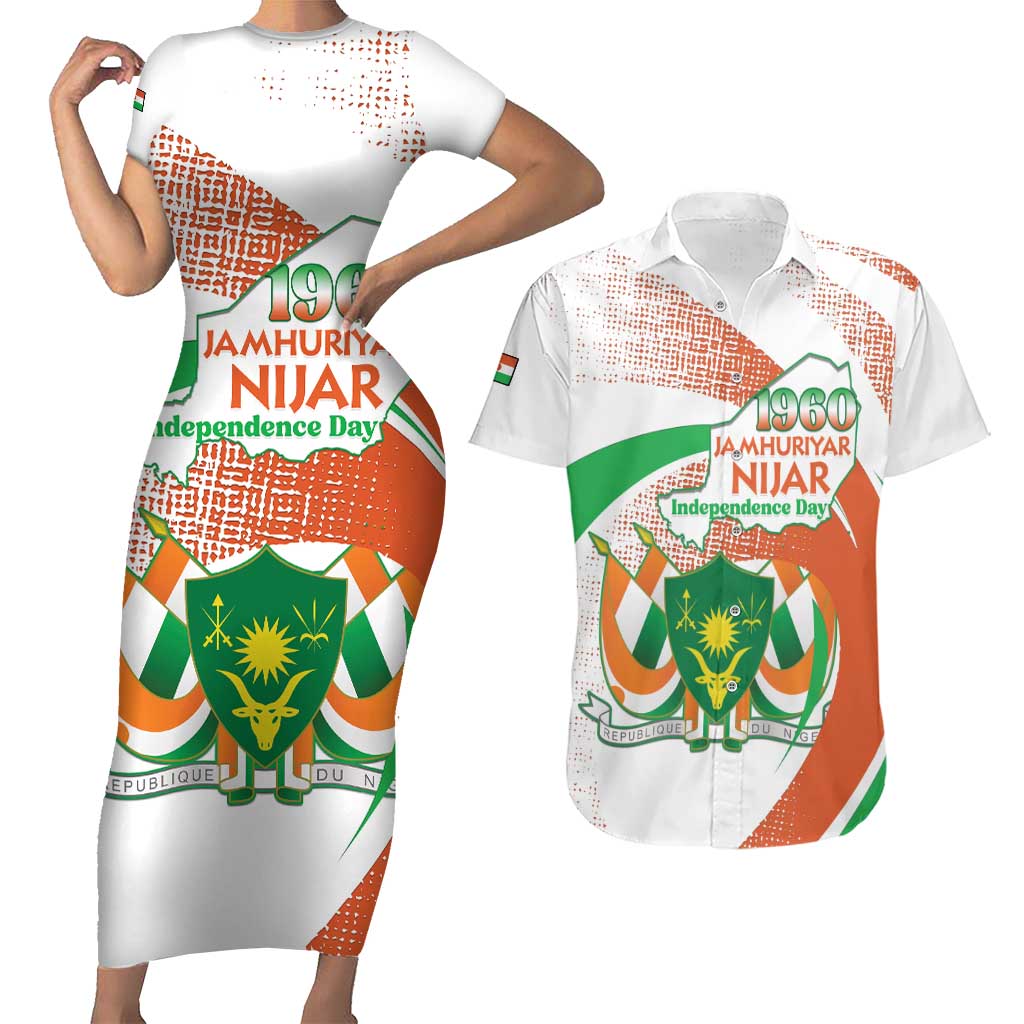 Personalised Niger Couples Matching Short Sleeve Bodycon Dress and Hawaiian Shirt 1960 Jamhuriyar Nijar Independence Day