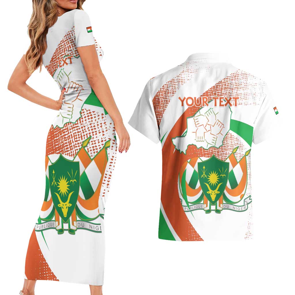 Personalised Niger Couples Matching Short Sleeve Bodycon Dress and Hawaiian Shirt 1960 Jamhuriyar Nijar Independence Day