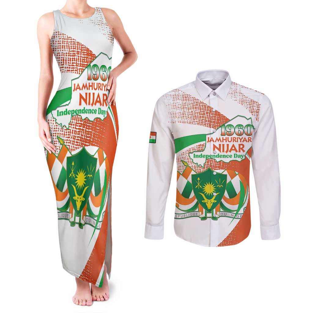 Personalised Niger Couples Matching Tank Maxi Dress and Long Sleeve Button Shirt 1960 Jamhuriyar Nijar Independence Day