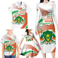 Personalised Niger Family Matching Long Sleeve Bodycon Dress and Hawaiian Shirt 1960 Jamhuriyar Nijar Independence Day
