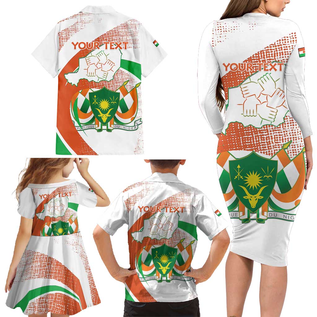 Personalised Niger Family Matching Long Sleeve Bodycon Dress and Hawaiian Shirt 1960 Jamhuriyar Nijar Independence Day