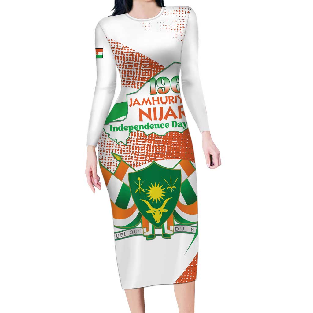 Personalised Niger Family Matching Long Sleeve Bodycon Dress and Hawaiian Shirt 1960 Jamhuriyar Nijar Independence Day