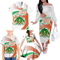 Personalised Niger Family Matching Off The Shoulder Long Sleeve Dress and Hawaiian Shirt 1960 Jamhuriyar Nijar Independence Day