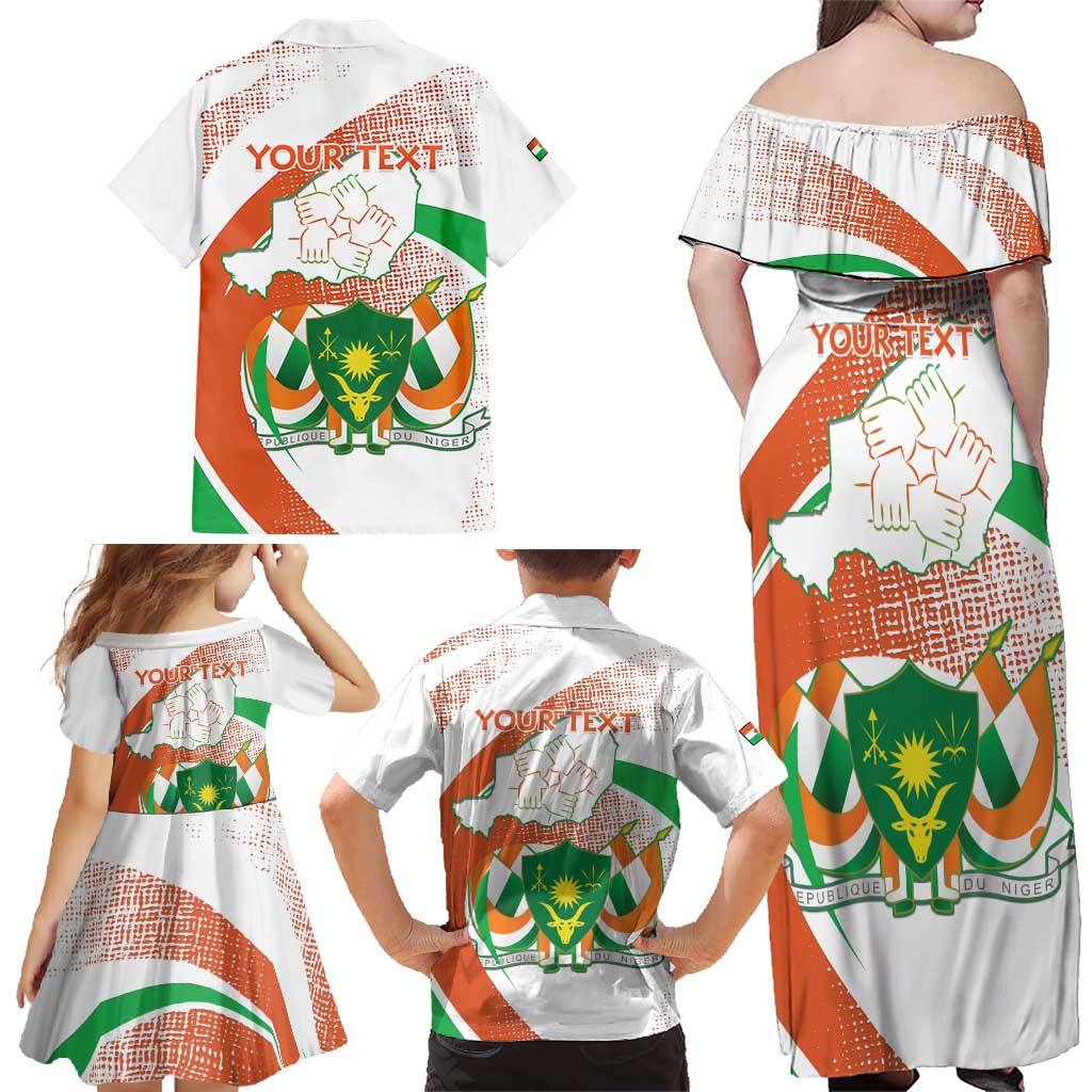 Personalised Niger Family Matching Off Shoulder Maxi Dress and Hawaiian Shirt 1960 Jamhuriyar Nijar Independence Day