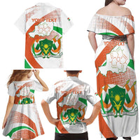 Personalised Niger Family Matching Off Shoulder Maxi Dress and Hawaiian Shirt 1960 Jamhuriyar Nijar Independence Day