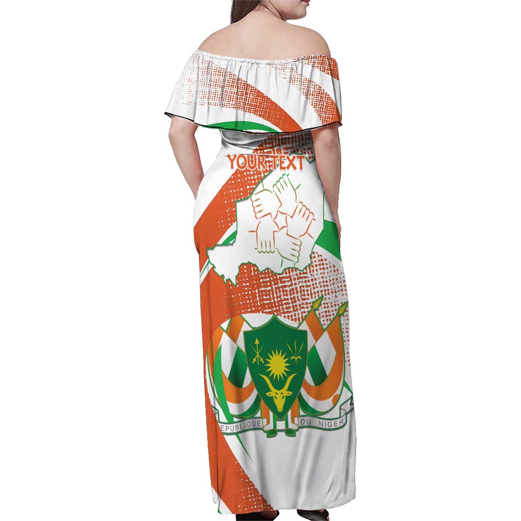 Personalised Niger Family Matching Off Shoulder Maxi Dress and Hawaiian Shirt 1960 Jamhuriyar Nijar Independence Day