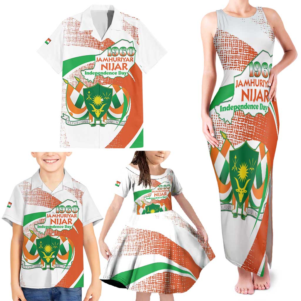 Personalised Niger Family Matching Tank Maxi Dress and Hawaiian Shirt 1960 Jamhuriyar Nijar Independence Day