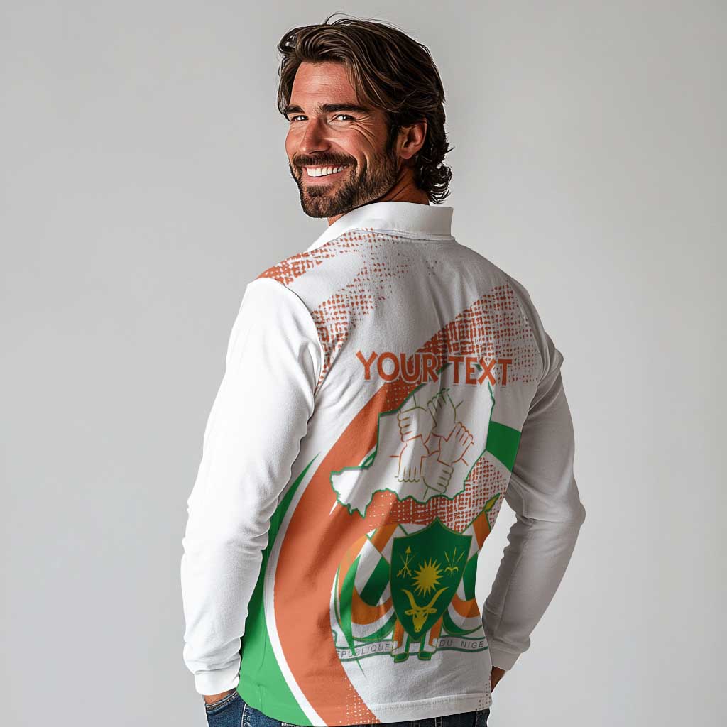 Personalised Niger Long Sleeve Polo Shirt 1960 Jamhuriyar Nijar Independence Day