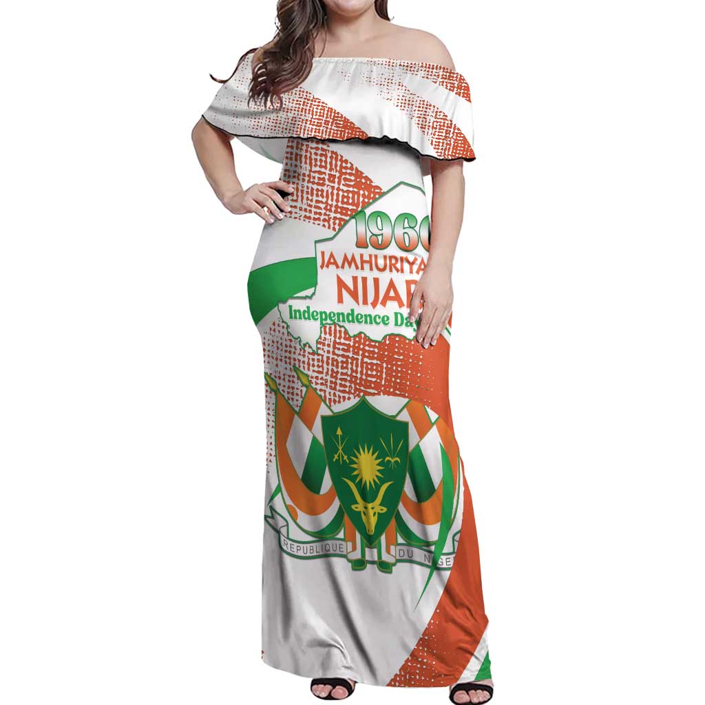 Personalised Niger Off Shoulder Maxi Dress 1960 Jamhuriyar Nijar Independence Day