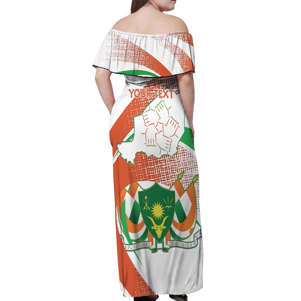 Personalised Niger Off Shoulder Maxi Dress 1960 Jamhuriyar Nijar Independence Day