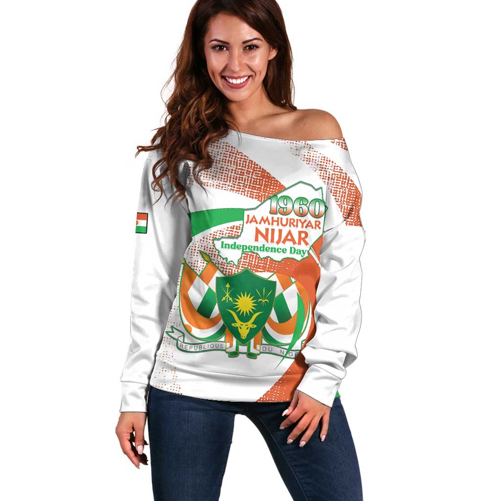 Personalised Niger Off Shoulder Sweater 1960 Jamhuriyar Nijar Independence Day