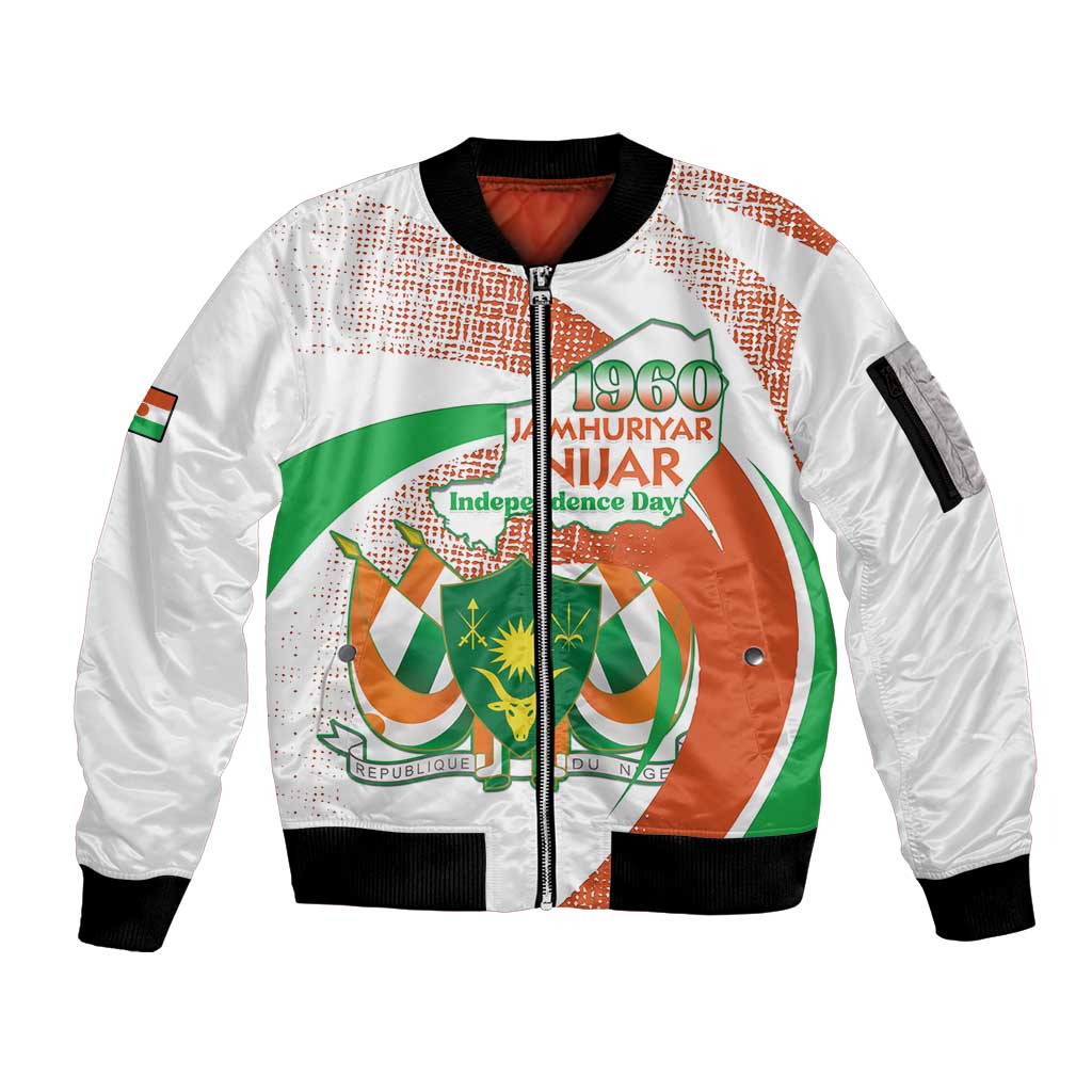 Personalised Niger Sleeve Zip Bomber Jacket 1960 Jamhuriyar Nijar Independence Day