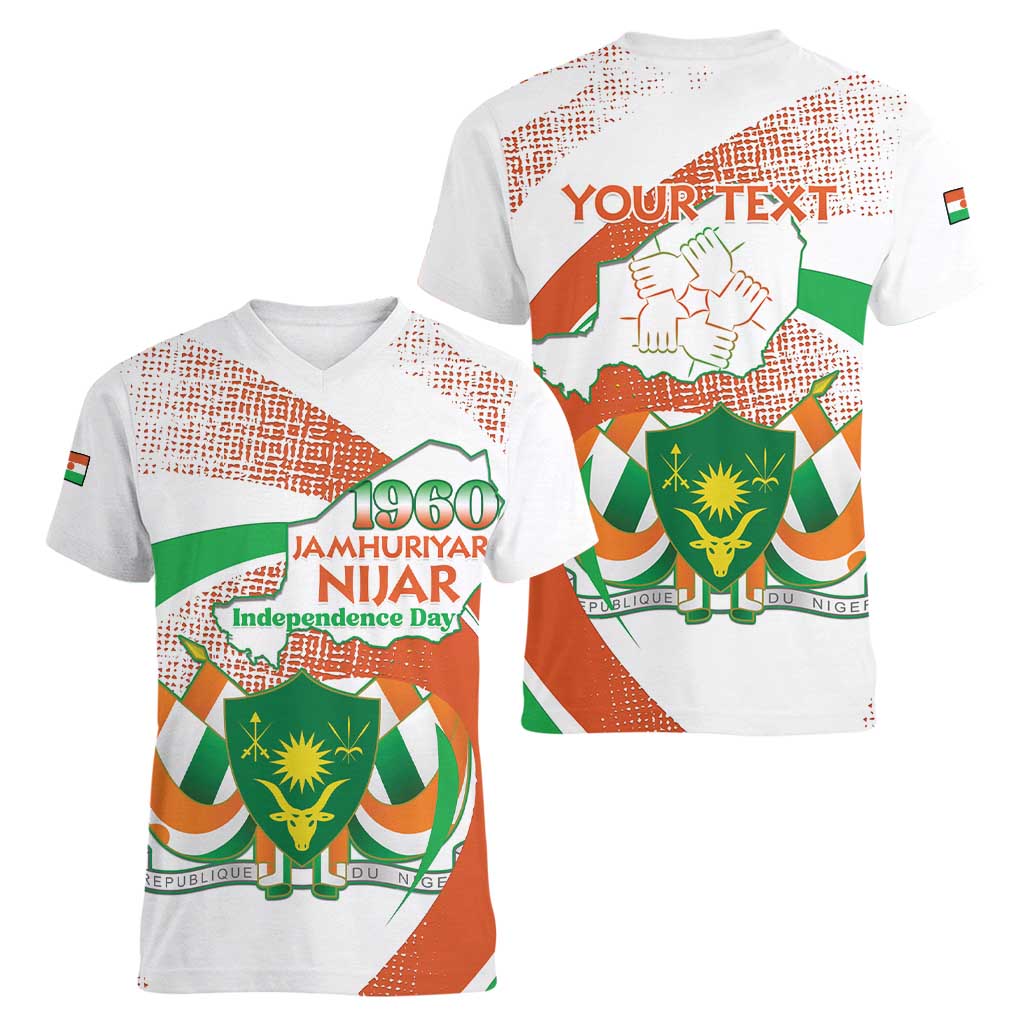 Personalised Niger Women V-Neck T-Shirt 1960 Jamhuriyar Nijar Independence Day