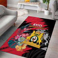 First Empire of Haiti Area Rug Haitian Coat Of Arms 1804-1806 Tropical Flowers