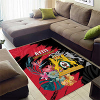 First Empire of Haiti Area Rug Haitian Coat Of Arms 1804-1806 Tropical Flowers