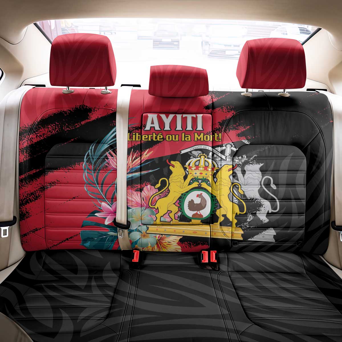 First Empire of Haiti Back Car Seat Cover Haitian Coat Of Arms 1804-1806 Tropical Flowers