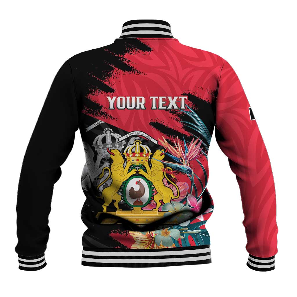 Personalised First Empire of Haiti Baseball Jacket Haitian Coat Of Arms 1804-1806 Tropical Flowers