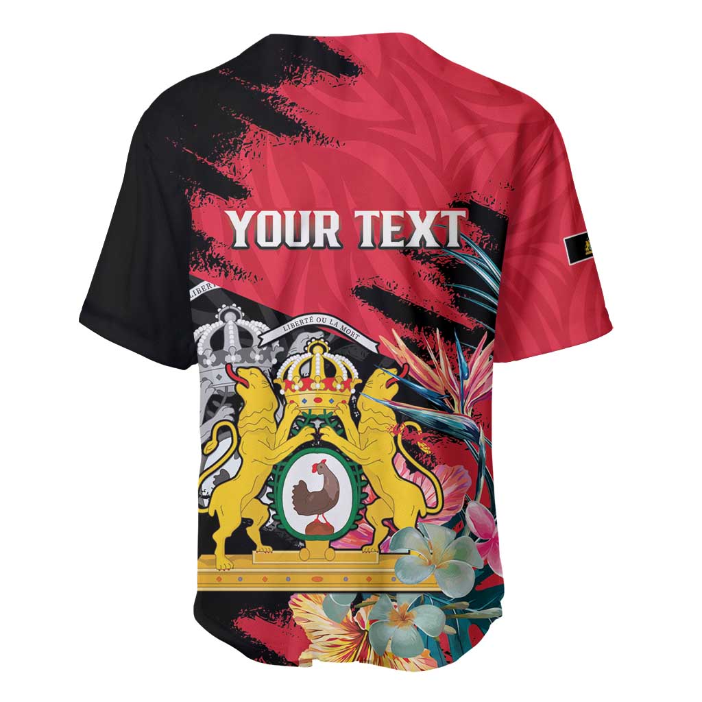 Personalised First Empire of Haiti Baseball Jersey Haitian Coat Of Arms 1804-1806 Tropical Flowers