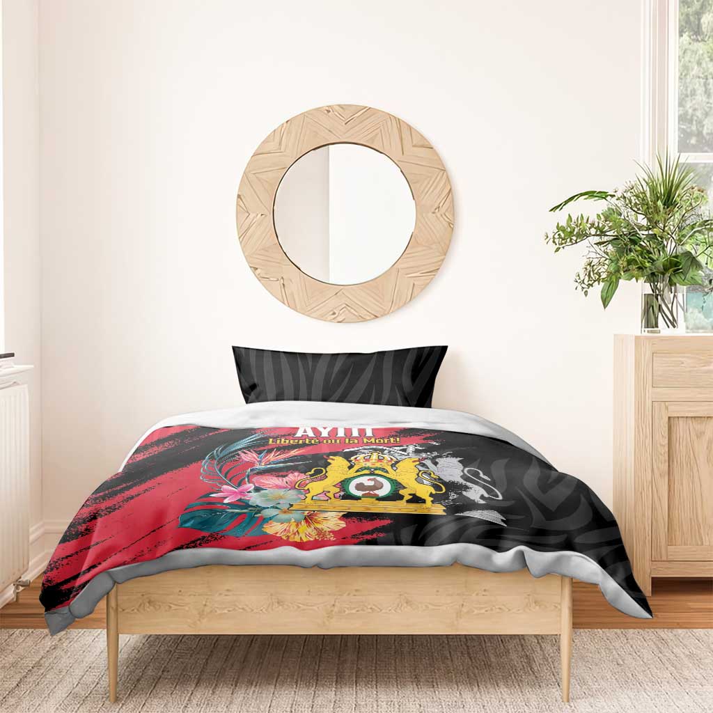 First Empire of Haiti Bedding Set Haitian Coat Of Arms 1804-1806 Tropical Flowers