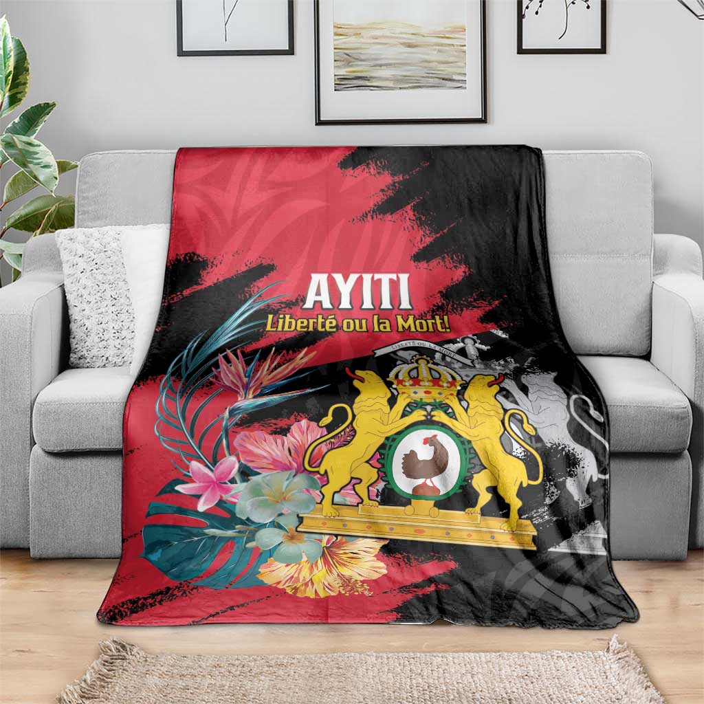 First Empire of Haiti Blanket Haitian Coat Of Arms 1804-1806 Tropical Flowers