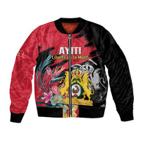 Personalised First Empire of Haiti Bomber Jacket Haitian Coat Of Arms 1804-1806 Tropical Flowers