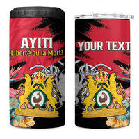 Personalised First Empire of Haiti 4 in 1 Can Cooler Tumbler Haitian Coat Of Arms 1804-1806 Tropical Flowers