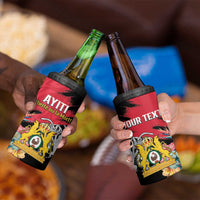 Personalised First Empire of Haiti 4 in 1 Can Cooler Tumbler Haitian Coat Of Arms 1804-1806 Tropical Flowers