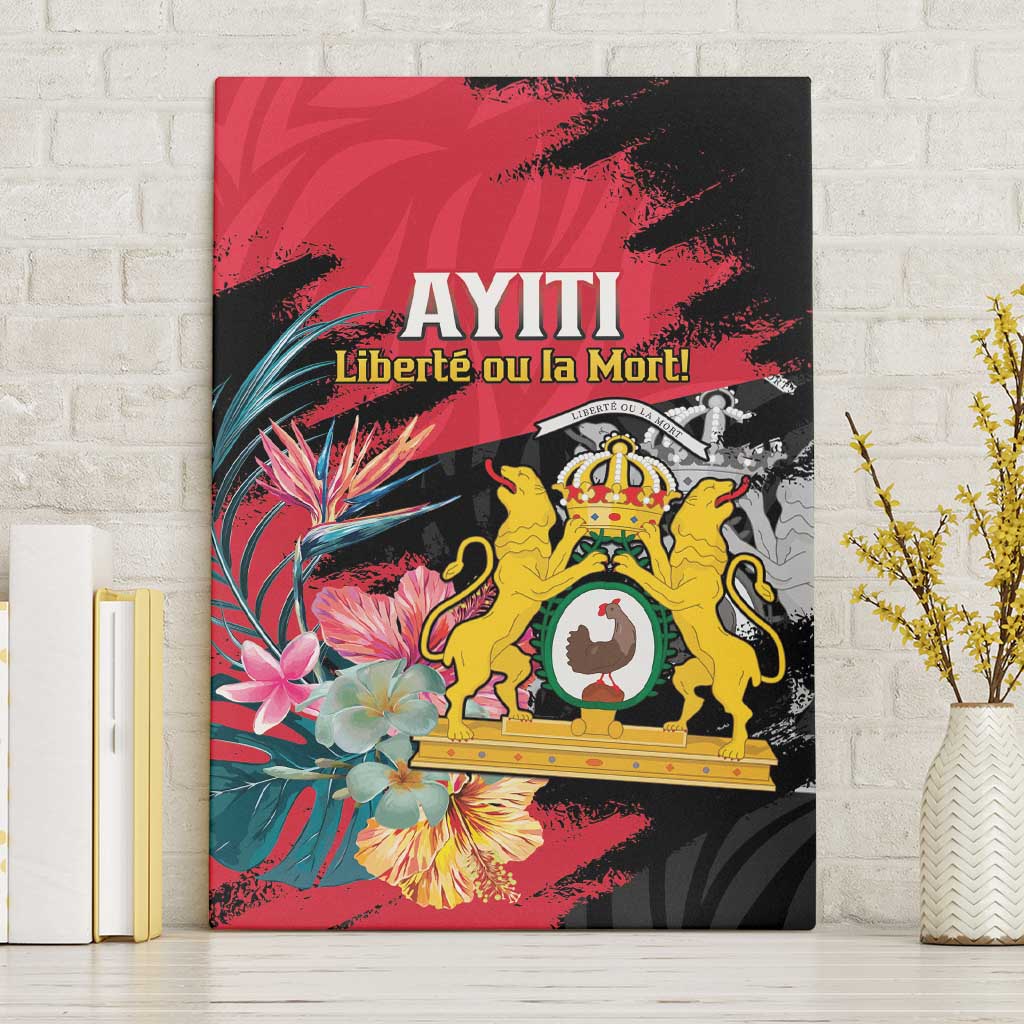 First Empire of Haiti Canvas Wall Art Haitian Coat Of Arms 1804-1806 Tropical Flowers