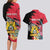 Personalised First Empire of Haiti Couples Matching Long Sleeve Bodycon Dress and Hawaiian Shirt Haitian Coat Of Arms 1804-1806 Tropical Flowers
