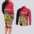 Personalised First Empire of Haiti Couples Matching Long Sleeve Bodycon Dress and Long Sleeve Button Shirt Haitian Coat Of Arms 1804-1806 Tropical Flowers