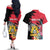 Personalised First Empire of Haiti Couples Matching Off The Shoulder Long Sleeve Dress and Hawaiian Shirt Haitian Coat Of Arms 1804-1806 Tropical Flowers