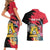Personalised First Empire of Haiti Couples Matching Short Sleeve Bodycon Dress and Hawaiian Shirt Haitian Coat Of Arms 1804-1806 Tropical Flowers