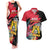 Personalised First Empire of Haiti Couples Matching Tank Maxi Dress and Hawaiian Shirt Haitian Coat Of Arms 1804-1806 Tropical Flowers