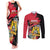 Personalised First Empire of Haiti Couples Matching Tank Maxi Dress and Long Sleeve Button Shirt Haitian Coat Of Arms 1804-1806 Tropical Flowers