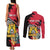 Personalised First Empire of Haiti Couples Matching Tank Maxi Dress and Long Sleeve Button Shirt Haitian Coat Of Arms 1804-1806 Tropical Flowers