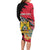 Personalised First Empire of Haiti Family Matching Long Sleeve Bodycon Dress and Hawaiian Shirt Haitian Coat Of Arms 1804-1806 Tropical Flowers