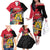 Personalised First Empire of Haiti Family Matching Off The Shoulder Long Sleeve Dress and Hawaiian Shirt Haitian Coat Of Arms 1804-1806 Tropical Flowers